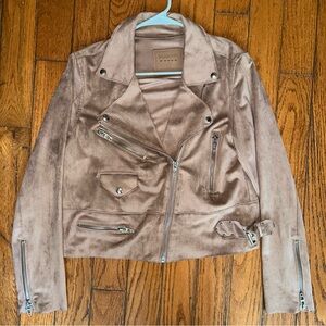 Blank NYC Women's Suede Moto Jacket - Taupe